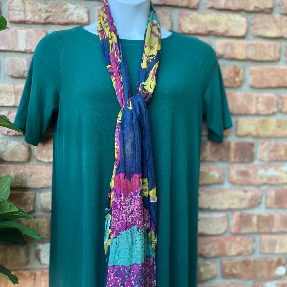 ABSTRACT SCARF JEWEL COLORS FRINGE - Picture 7 of 11